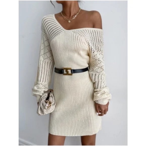 MODA ME COUTURE Dresses & Skirts - Casually Chic Lantern Sleeved Sweater Dress